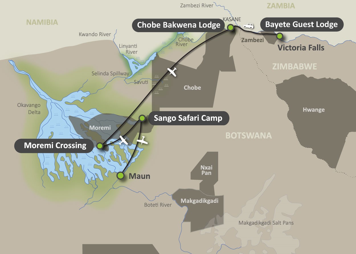 Map of the Botswana Focus Safari