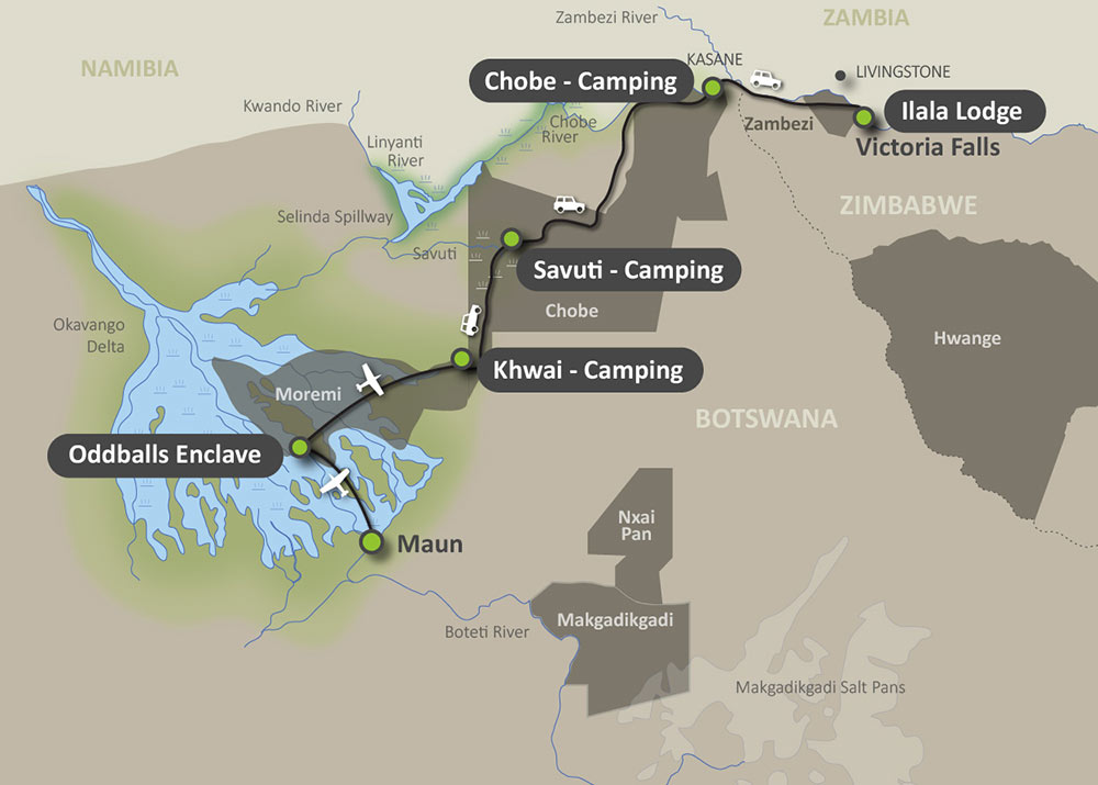 Map of the Authentic Lodge and Mobile Safari