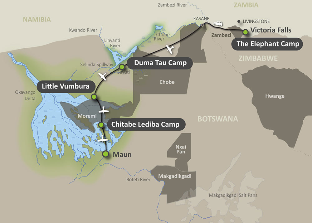 Map of the Wilderness Highlights Safari