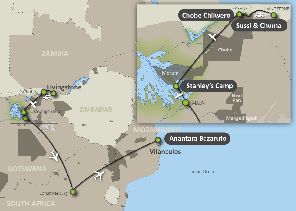 12 nights Jewels of Africa Map