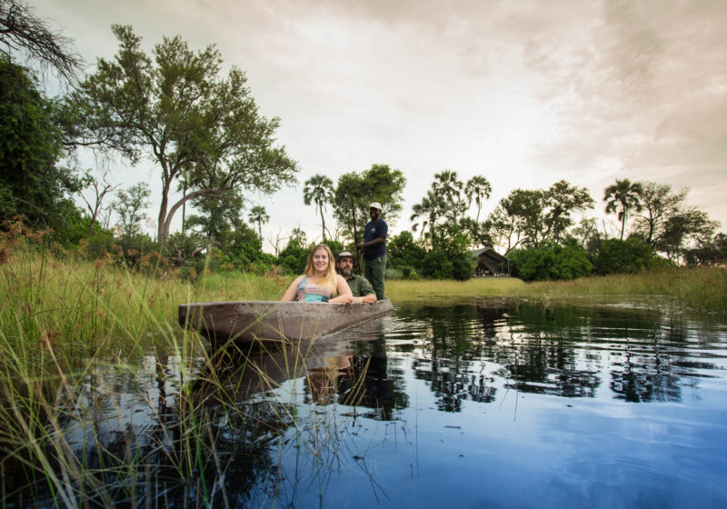 Traditional Mokoro activity at the new Gomoti Plains Camp in the Okavango Delta