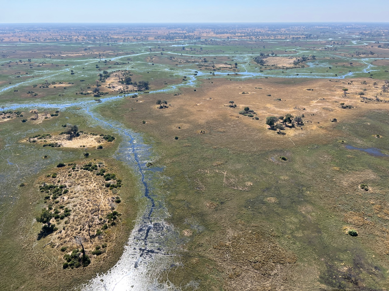 The water arrives in the Delta around April and fills the channels, the water levels rise until July